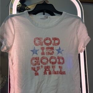 Altar'd State White Tee with Red and Blue Graphic